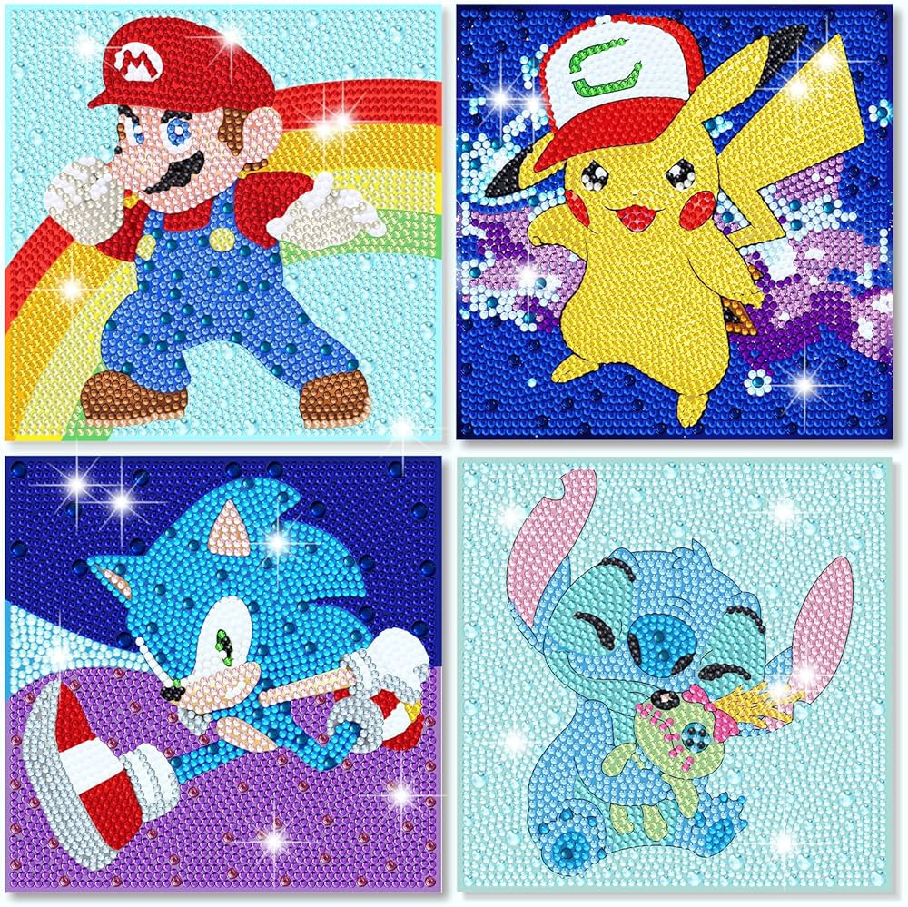 Diamond Art Kits for Kids - 4 Pack Diamond Art Painting Kits for Kids - Arts and Crafts for Kids ... | Amazon (US)
