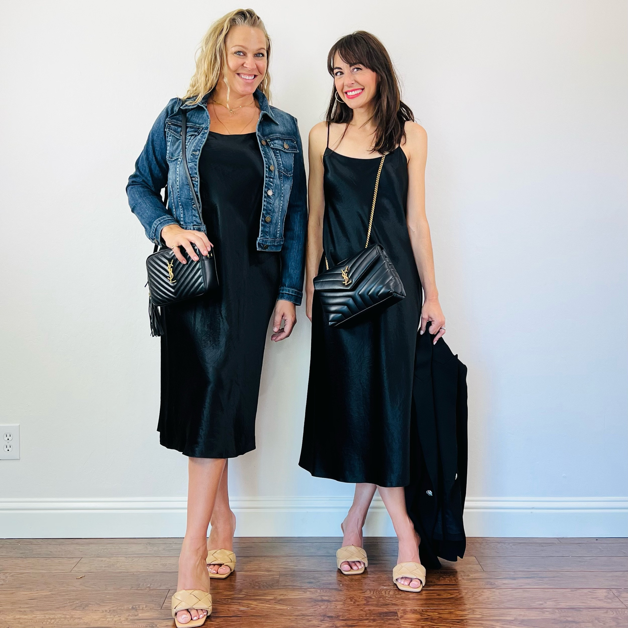 LBD THAT DELIVERS ON ANY BODY TYPE

Well, you would have guessed a little black dress would be on the list, but which is the most versatile? This Vince slip dress has fit every woman I’ve ever seen it on. The rumpled satin makes this slip dress the perfect choice to travel with because it doesn’t wrinkle and the subtle texture helps this typically sultry dress take on a more casual vibe when you need it to. If you are between sizes, size down. The better brands are cut on the bias so they don’t cling to your curves. I share several brands on the blog for less.

Natalia 5’8 and 38DD  is wearing a size large . I’m 5’4” and 32a wearing a size xs

Get my entire NEW WARDROBE CHECKLIST and all the high-low shopping links when you subscribe to closetchoreography.com 
