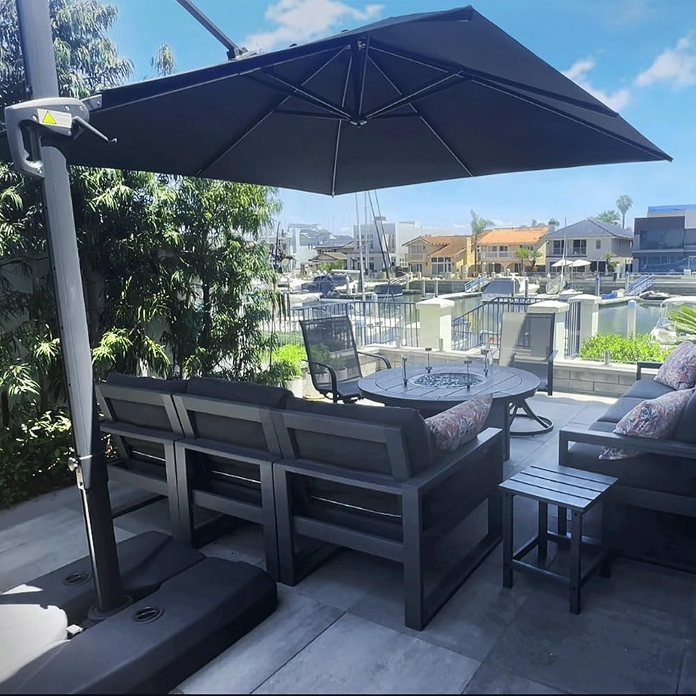 PURPLE LEAF Sombrilla de patio voladiza de 10 pies para exteriores, sombrilla cuadrada de alumini... | Amazon (US)