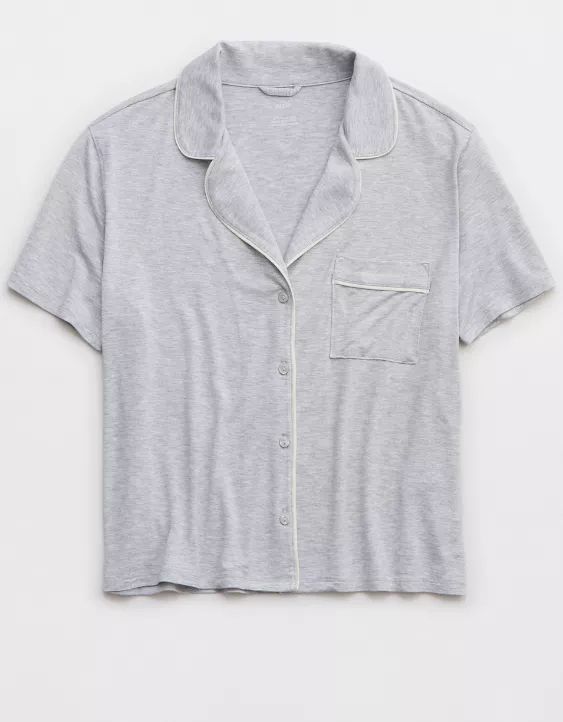 Aerie Real Soft® Short Sleeve Pajama Shirt | American Eagle Outfitters (US & CA)