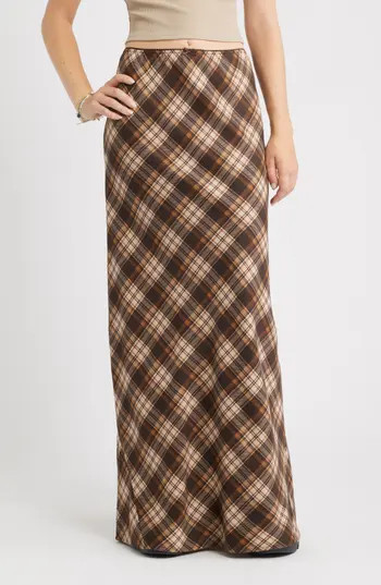 BP. Maxi Skirt in Beige- Brown Davia Plaid at Nordstrom Rack, Size Small | Nordstrom Rack