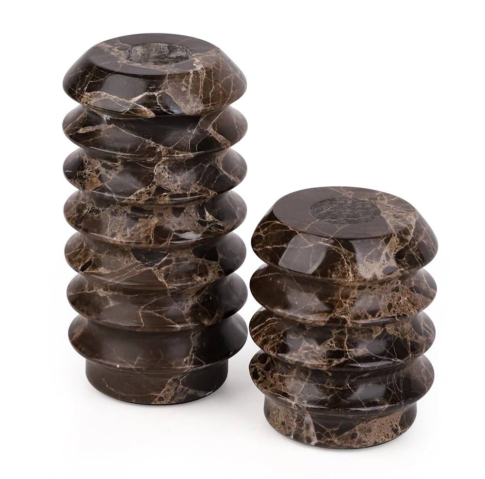 HofferRuffer Marble Candlestick Holders, Set of 2 Natural Stone Candle Holder Decorative Candle S... | Amazon (US)