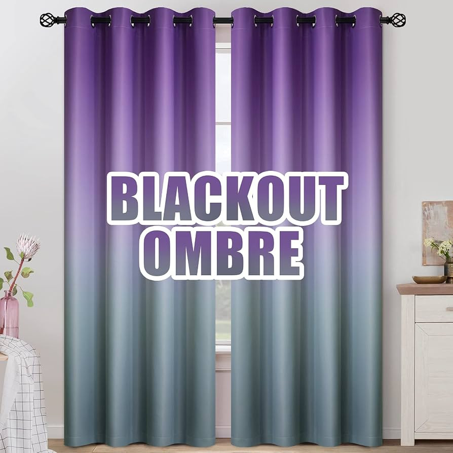 COSVIYA Grommet Ombre Room Darkening Curtains 96 inches Long for Kids/Girls Bedroom, Polyester Li... | Amazon (US)