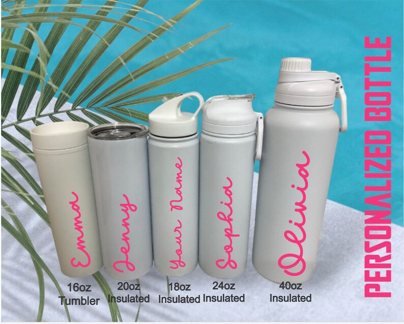 Personalized Water Bottles~Custom White Insulated FlipTop Sports Bottle~Bridal Party Gift ~Infuse... | Etsy (US)