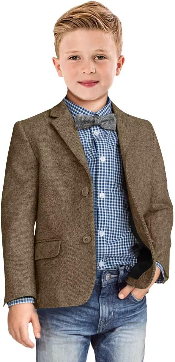 Boys Blazer Retro Herringbone Sport Coat Classic Wedding Casual Jacket | Amazon (US)