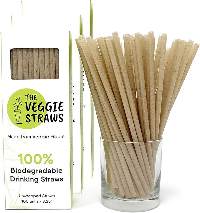 100% Biodegradable Eco-Friendly Unwrapped Straws, 300ct – 8.25"H, Made of Vegetable Fibers … ... | Amazon (US)