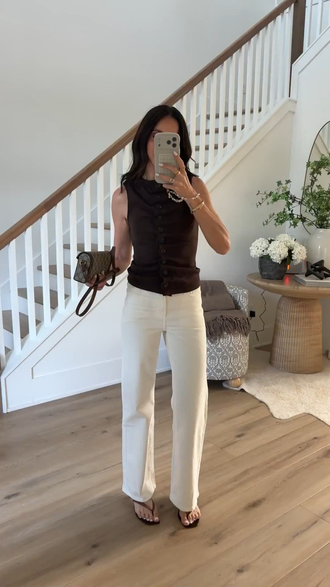 I'm wearing xs in top, 25 in jeans , sandals tts.

dinner outfit, chic style, white jeans, chocolate brown, summer style, annabrstyle

#LTKootd #LTKOver40