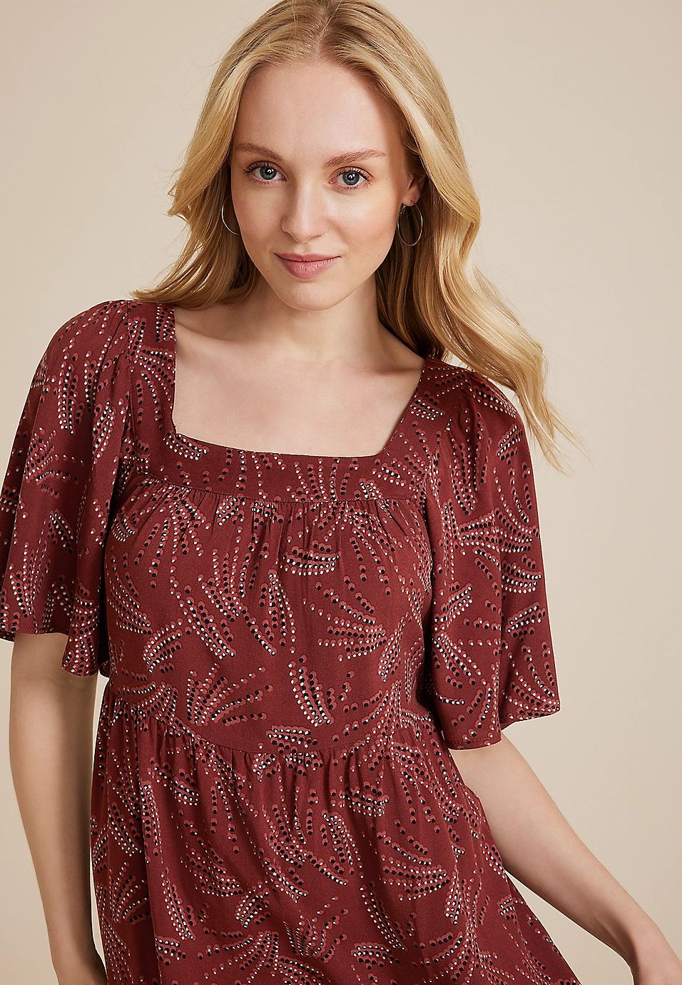 Flutter Sleeve Tiered Babydoll Dress | Maurices