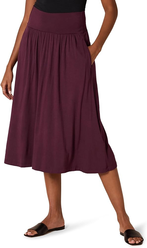 Amazon Essentials Women's Jersey Pull On Midi Length Skirt | Amazon (US)
