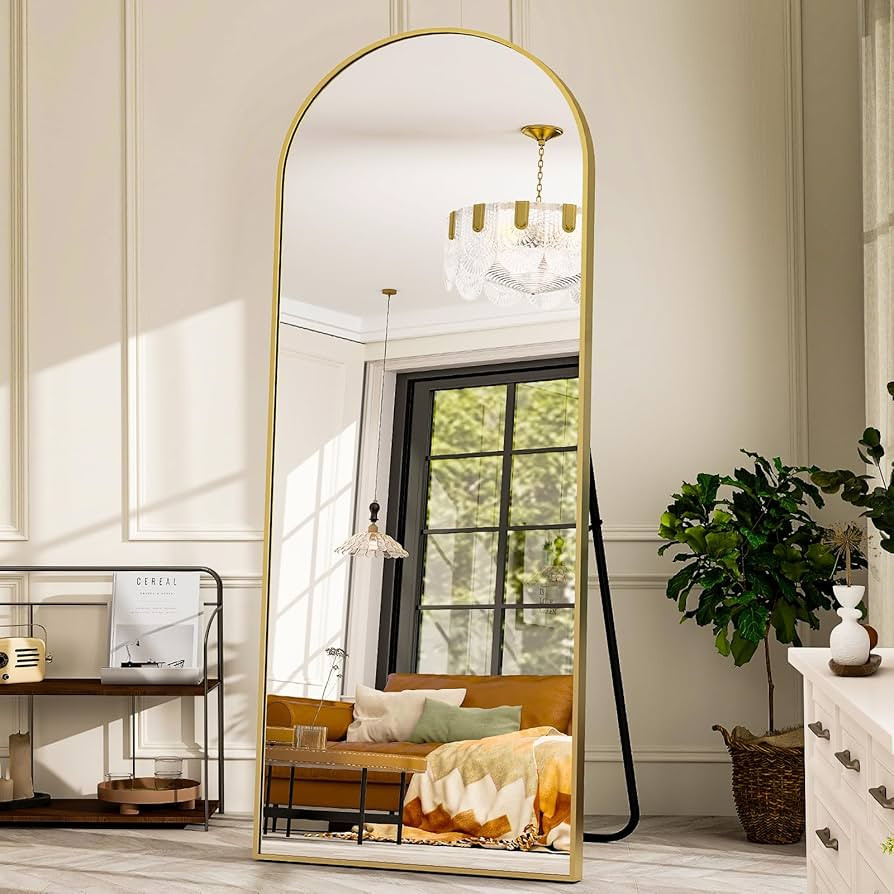 GLSLAND 26" x 71" Arched Full Length Mirror - Gold Full Body Mirror - Extra Large Floor Mirrors f... | Amazon (US)