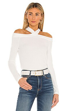 1. STATE Cross Neck Cold Shoulder Crewneck in Soft Ecru from Revolve.com | Revolve Clothing (Global)