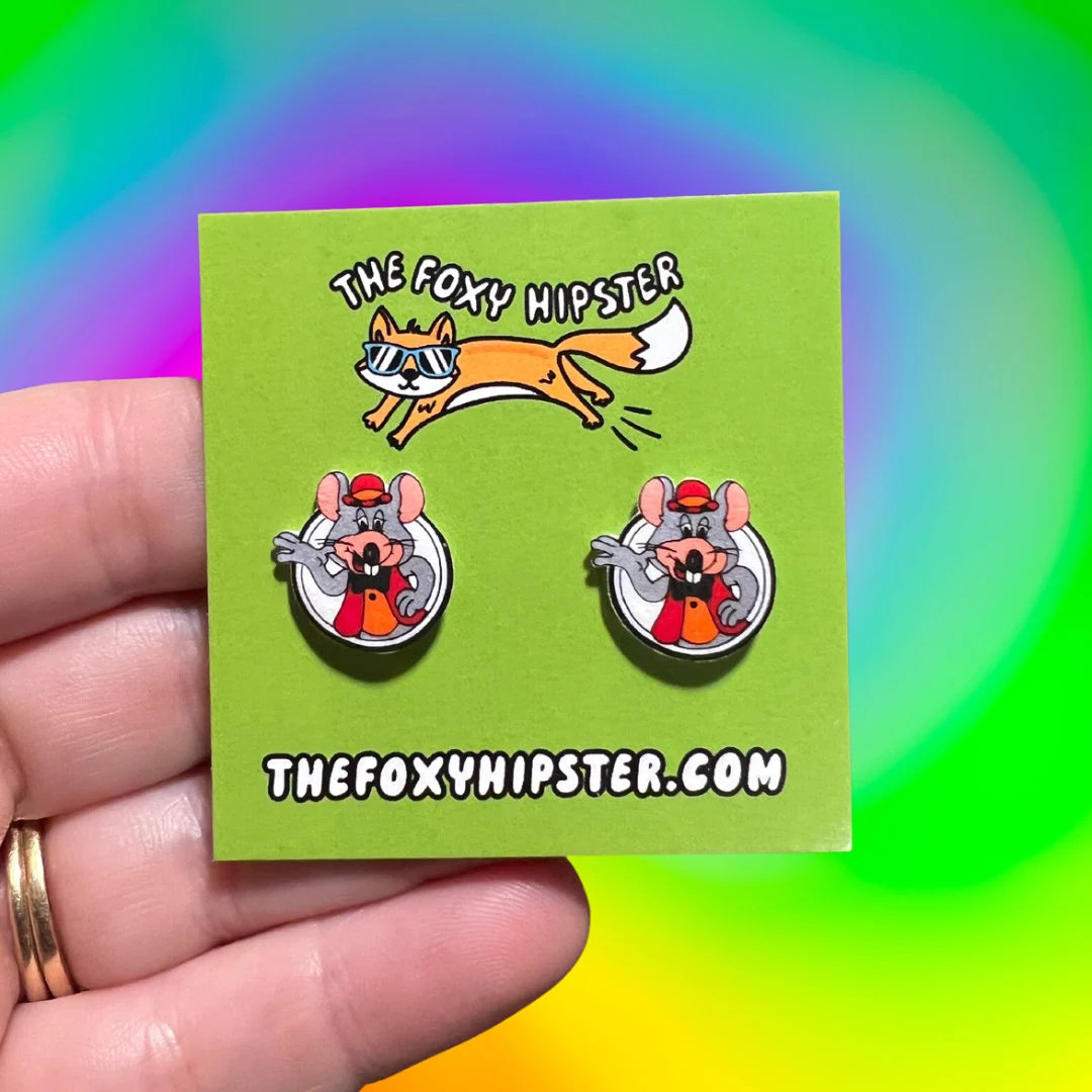 Chuck E Cheese Mouse Mascot Stud Earrings Gift Idea - Etsy | Etsy (US)