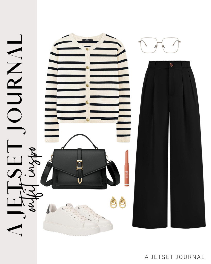 If you love striped outfits, you can wear this button-down cardigan paired with KIRUNDO’s wide-leg pants. Step into these Steve Madden Charlie sneakers and grab this stylish crossbody bag to finish the look 

 #LTKSeasonal #LTKSaleAlert #LTKTravel