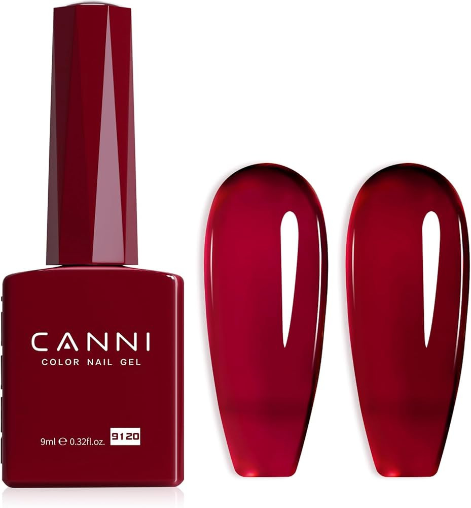 CANNI Dark Red Jelly Gel Nail Polish, 1Pcs Sheer Burgundy Red Gel Polish Deep Wine Color High Glo... | Amazon (US)