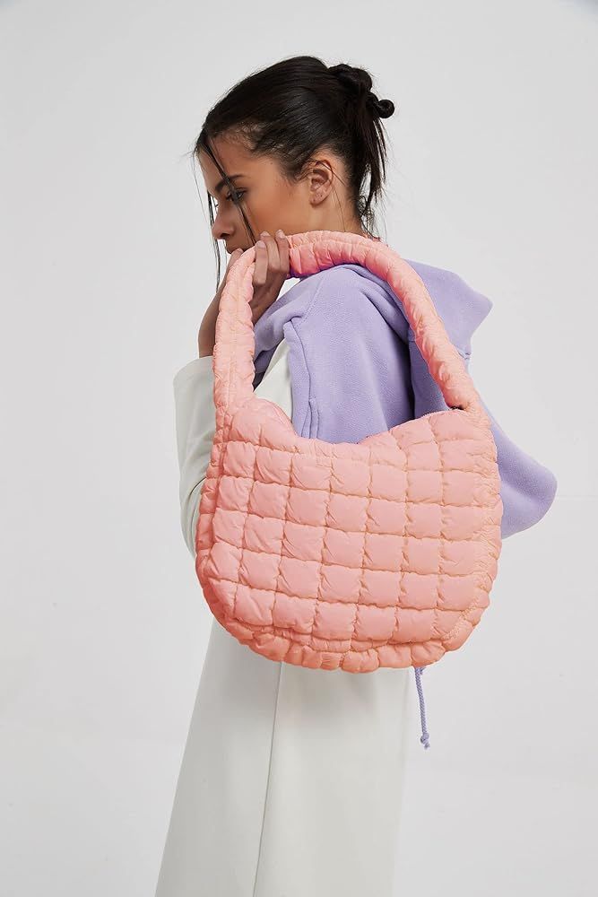 Women's Quilted Handbag Nylon Puffer Shoulder Bag Soft Puffy Tote Bag Lightweight Padding Underarm H | Amazon (US)