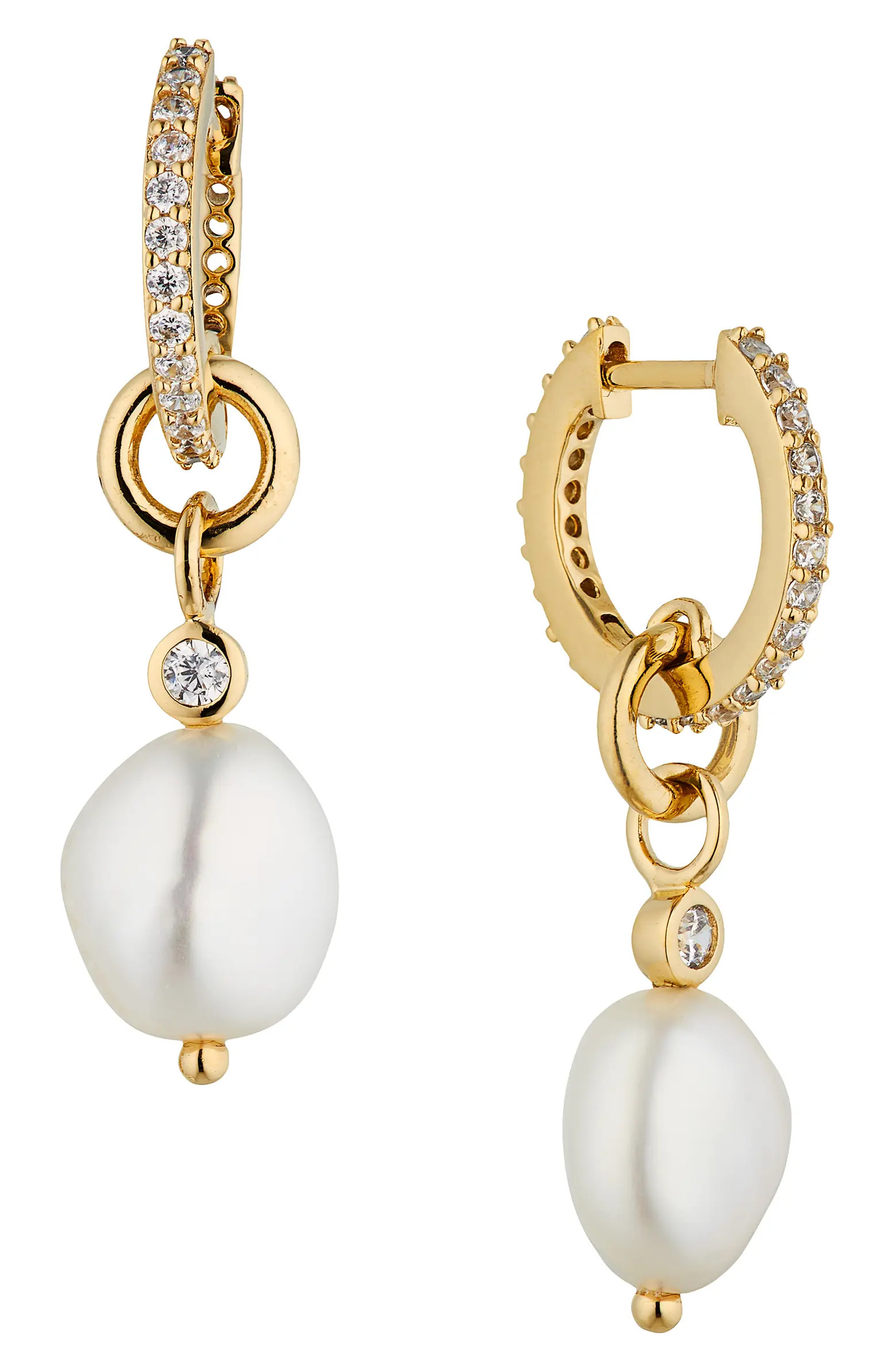 Dot Dot Dot Genuine Pearl Huggie Drop Earrings | Nordstrom