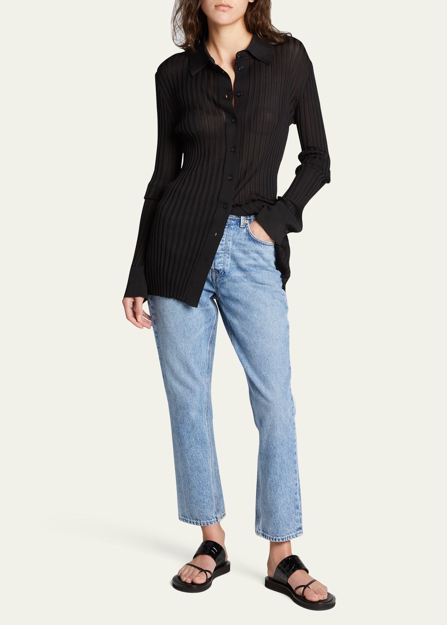 Karolina High-Rise Straight Crop Jeans | Bergdorf Goodman