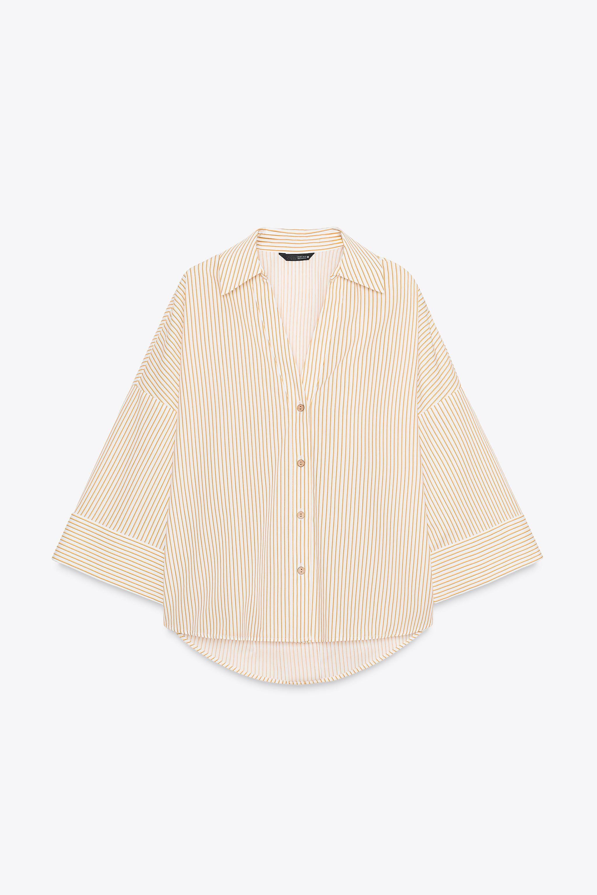STRIPED POPLIN SHIRT WITH WIDE SLEEVES | Zara UK