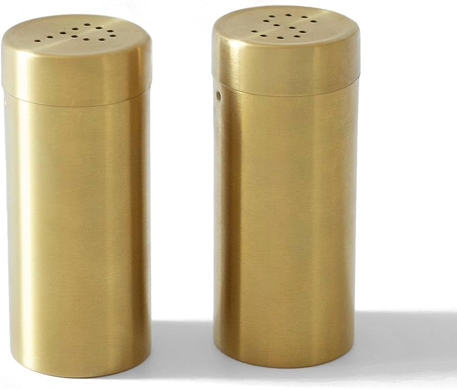 2Pcs Stainl Steel Salt Pepper Salt Pepper Shakers Coarsen - Gold, 8.8X3.8cm | Amazon (US)