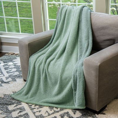 HGTV Teddy Faux Shearling Fur Throw Blanket Quietude 50 x 70 inches | Target