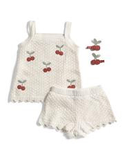 Toddler Girls 2pc Cherry Applique Sweater Knit Shorts Set | TJ Maxx