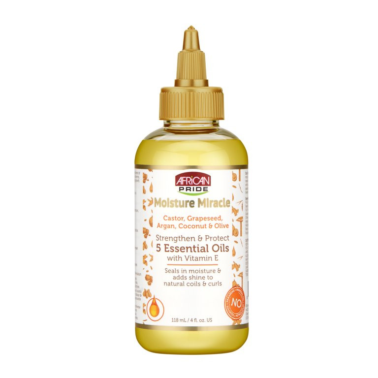 African Pride Moisture Miracle Oil Essential 5 Vitamin Oil 4oz, Curly, Coily Hair - Walmart.com | Walmart (US)
