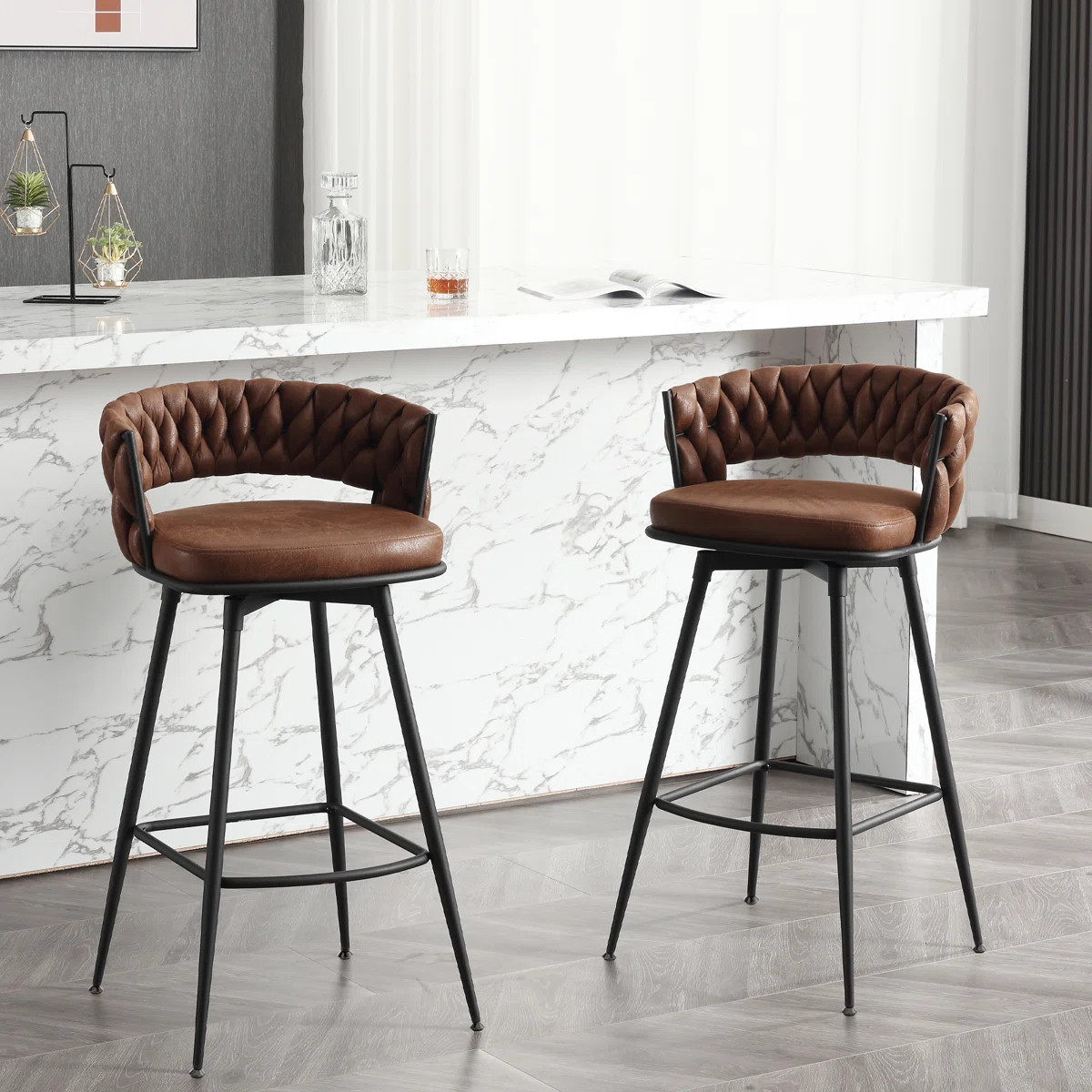 Kymberlynn Swivel Upholstered Low Back Bar & Counter Stool With Metal Frame (Set of 2) | Wayfair North America