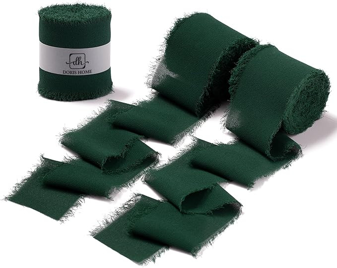 DORIS HOME Dark Green Chiffon Ribbon for Flower Bouquet, 2" x21Yd Fabric Ribbon for Gift Wrapping... | Amazon (US)