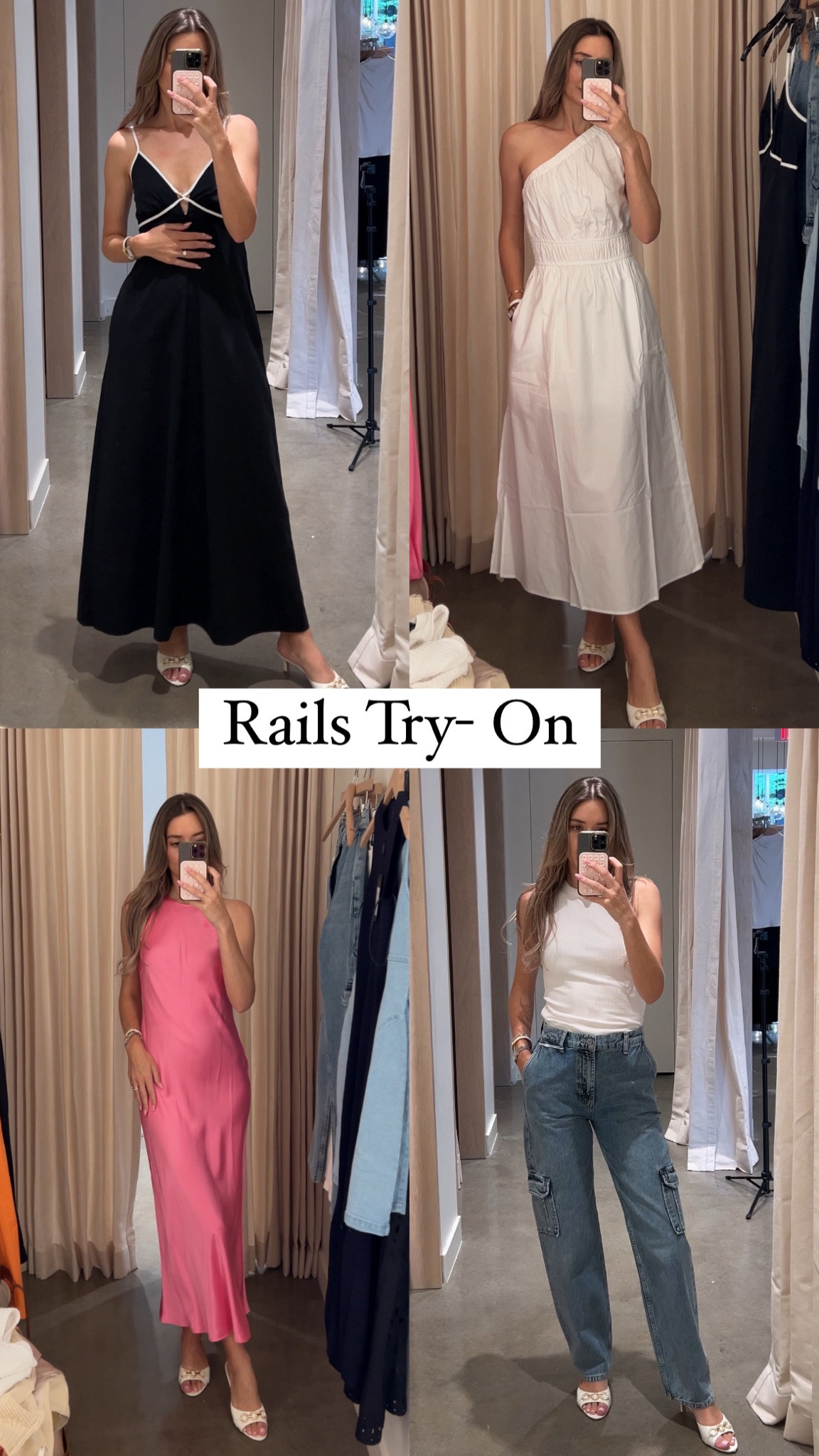 Summer outfits, summer dresses, summer style, cargo jeans, rails haul, white dress, black dress X pink dress, silk dress. 

#LTKSeasonal #LTKStyleTip #LTKParties