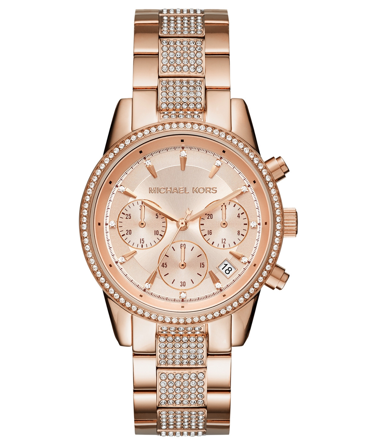 Michael Kors Women's Chronograph Ritz Rose Gold-Tone Stainless Steel Bracelet Watch 37mm - Rose Gold/Rose Gold | Macy's