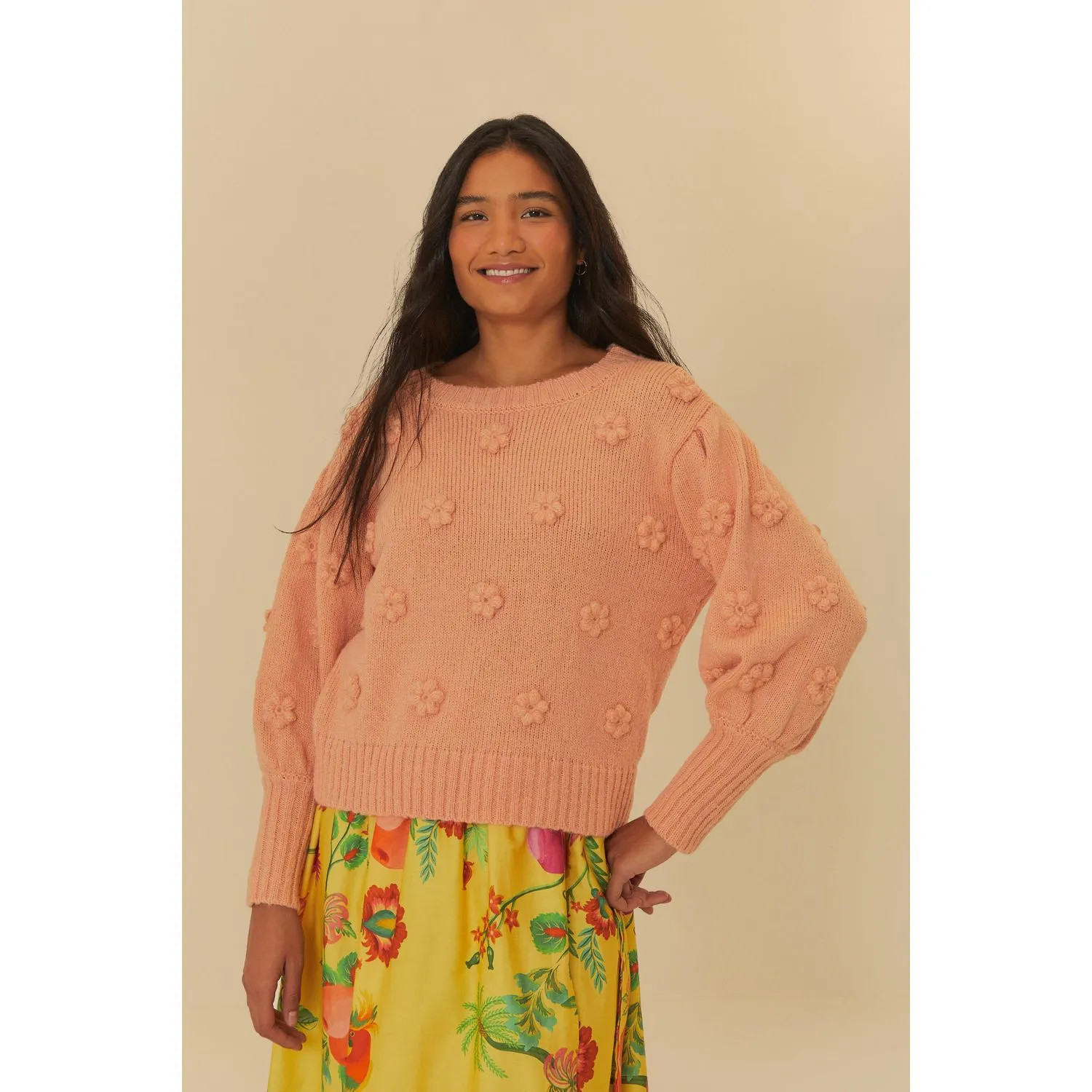 Pull Tricot Artesanal Flores | Farm Rio (BR)