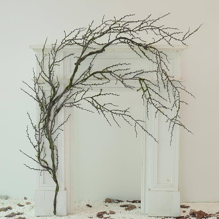 190cm/74.8inch Artificial Creepy Flexible Tree Branches Faux Grape Vines Garland Twigs with Moss ... | Amazon (US)