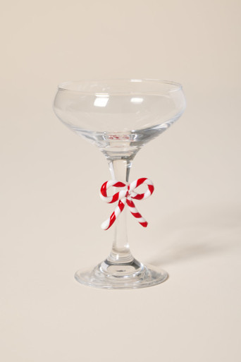 Candy Cane Bow Coupe Glass | Francesca's