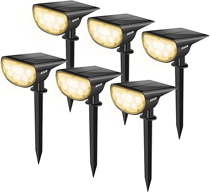 JESLED 14 LED Solar Landscape Spotlights, Outdoor IP67 Waterproof Spot Lights Solar Powered, Warm... | Amazon (US)