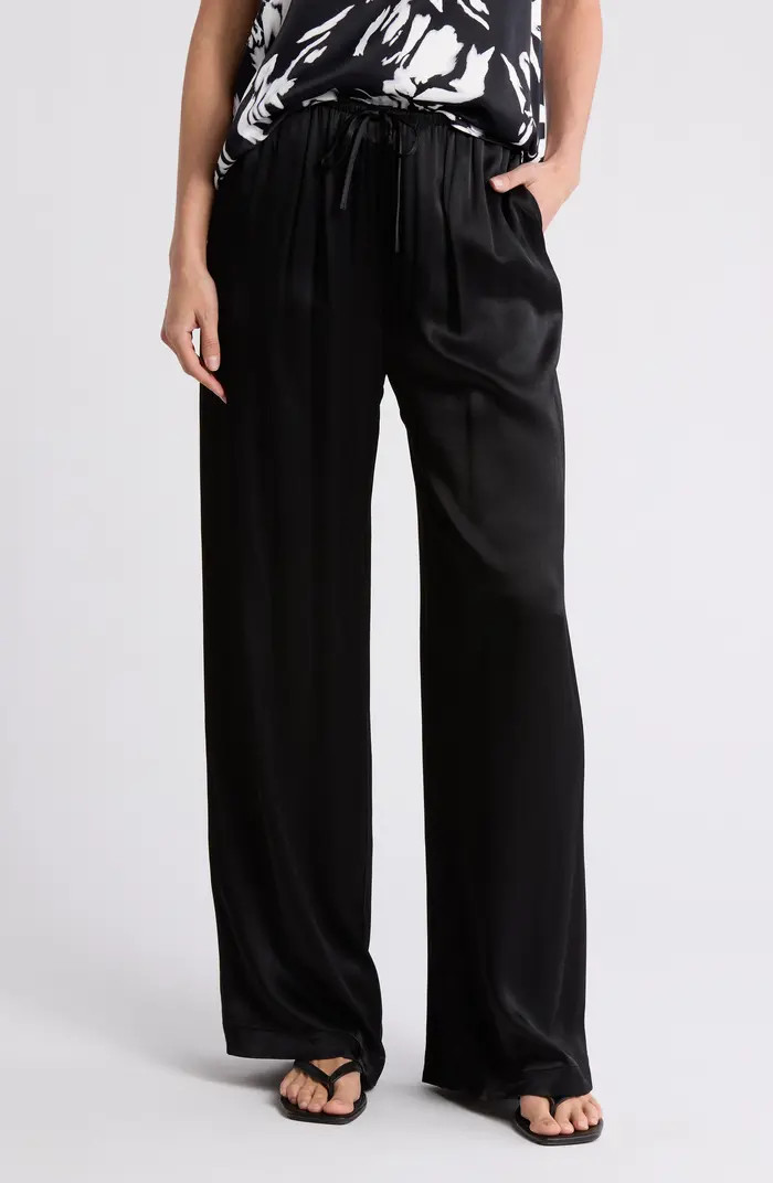 Tie Front Satin Wide Leg Pants | Nordstrom Rack