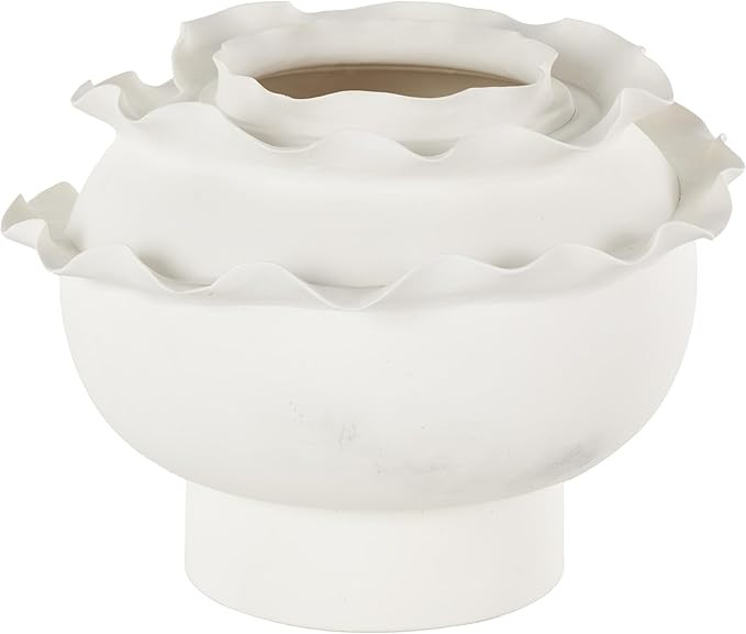Deco 79 Ceramic Abstract Wide Rounded Floral Inspired Vase with Layered Petals, 12" x 12" x 9", W... | Amazon (US)