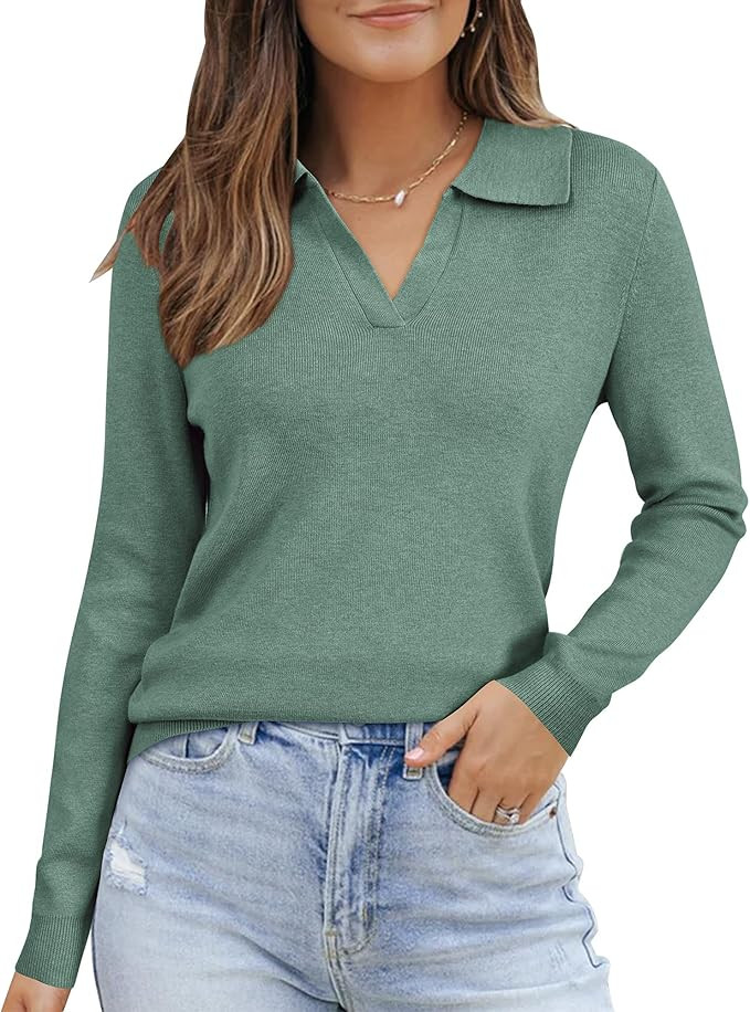 Arach&Cloz Women’s Wool Blend Collared Polo Pullover Spring Sweaters Business Casual Outfits 20... | Amazon (US)