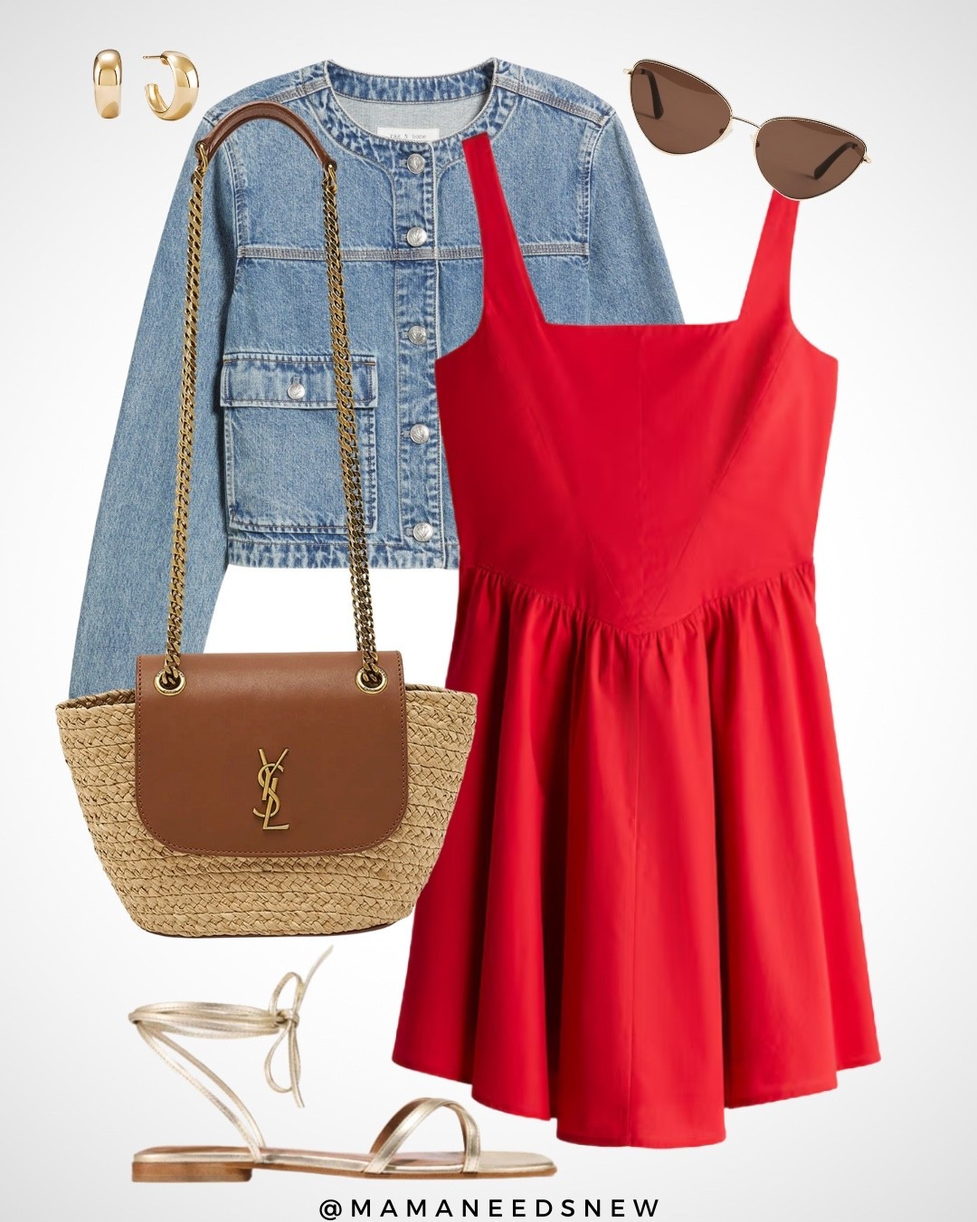 A summer outfit with a denim lady jacket, flared skirt summer dress, wrap sandals & raffia bag ❤️

#LTKSaleAlert #LTKStyleTip #LTKItBag