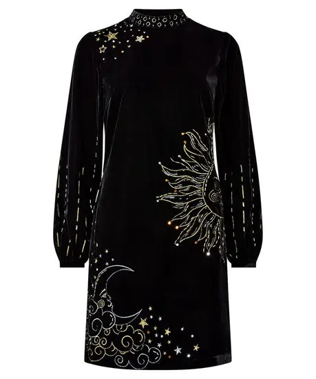 Celestial Skies Velvet Dress | Joe Browns