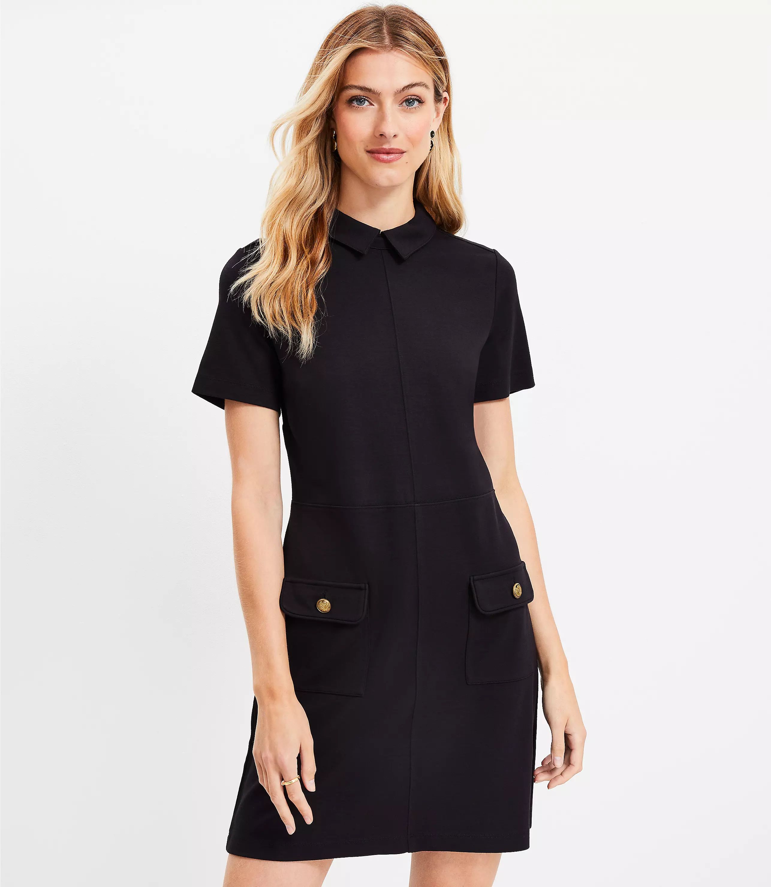 Ponte Button Pocket Dress | LOFT