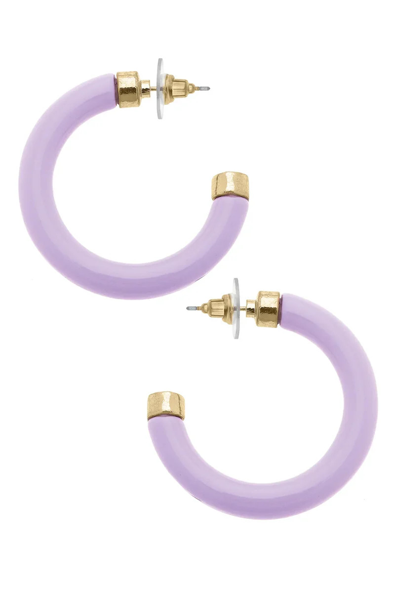 Hillary Resin Hollow Hoop Earrings in Lavender | CANVAS