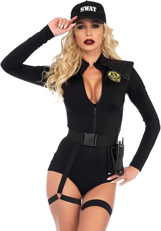 Leg Avenue Women's 3 Pc SWAT Bombshell Costume with Jumpsuit, Belt, Toy Walkie Talkie | Amazon (US)