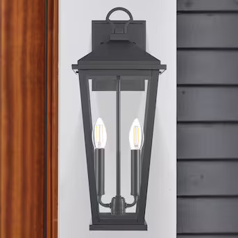 allen + roth Davidson 2-Light 18-in Matte Black; Outdoor Wall Light | Lowe's