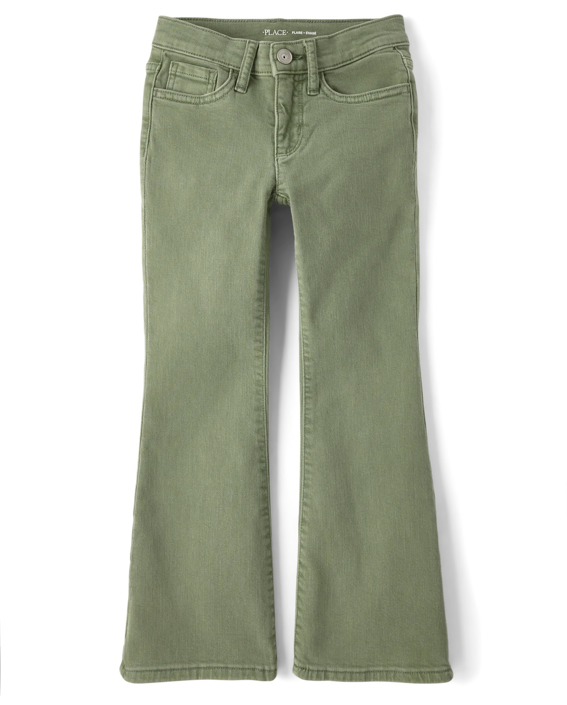 Girls Garment Dyed High Rise Flare Jeans - green | The Children's Place