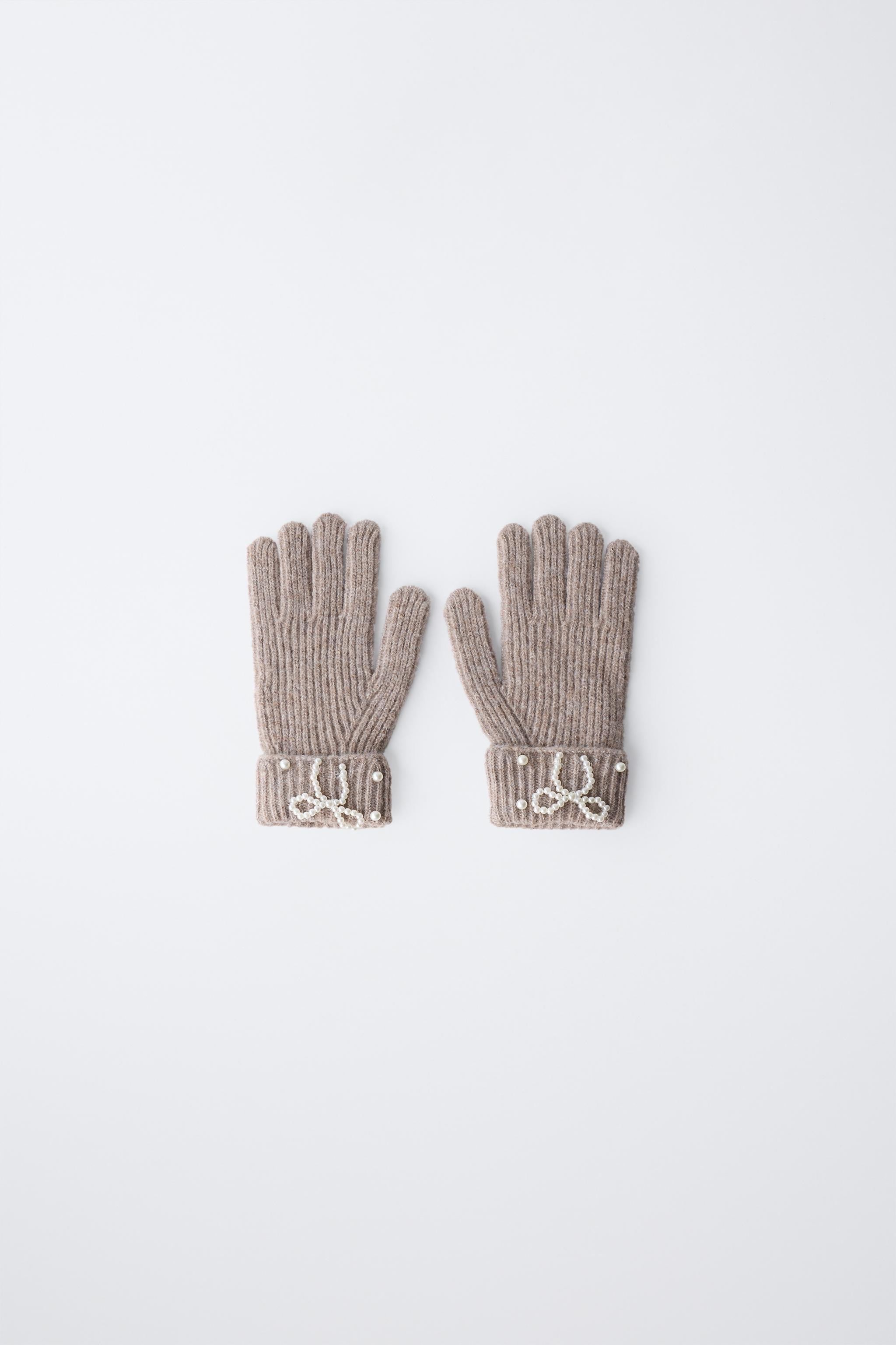 KNIT GLOVES WITH PEARLS | Zara US