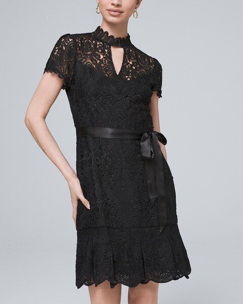 Women's Cutout Lace Dress by White House Black Market, Black, Size 0 | White House Black Market