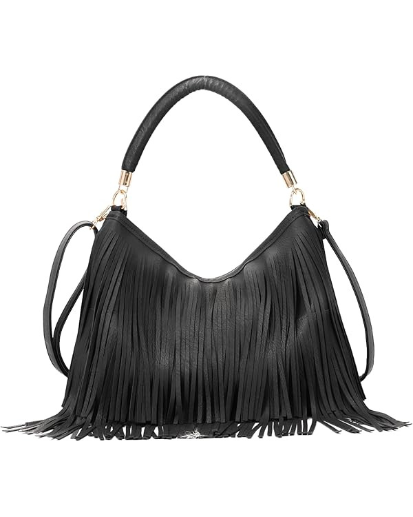 Emprier Fringe Shoulder Bag for Women Soft PU Leather Hobo Satchel Handbag Vintage Tassel Tote Ba... | Amazon (US)