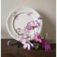 French Antique Ironstone Plate, Made By ""Longchamps', Model ""Dubarry', Pink Floral Design | Etsy (US)