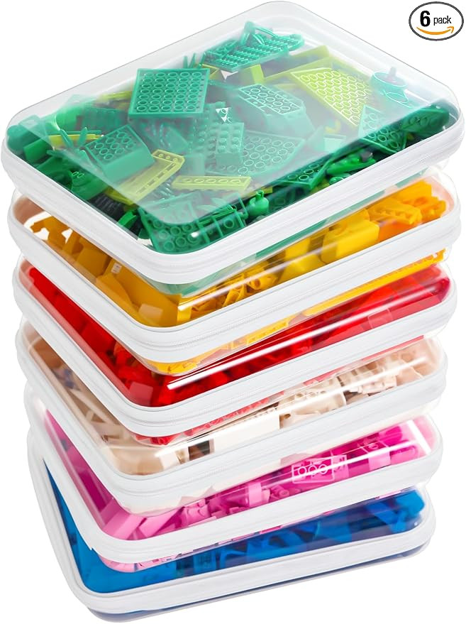 Zippered Pouch Hard, Clear Zippered Hard Pouch, Stackable Storage Bins, Portable Clear Bin Zipper... | Amazon (US)