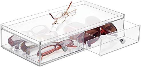 mDesign Wide Stackable Plastic Eye Glass Storage Organizer Box Holder for Sunglasses, Reading Gla... | Amazon (US)